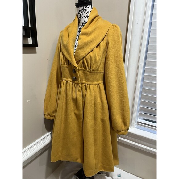 Anthropologie Plenty by Tracy Reese Mustard Mod Rockabilly Jacket Coat Sz Small - Picture 4 of 12